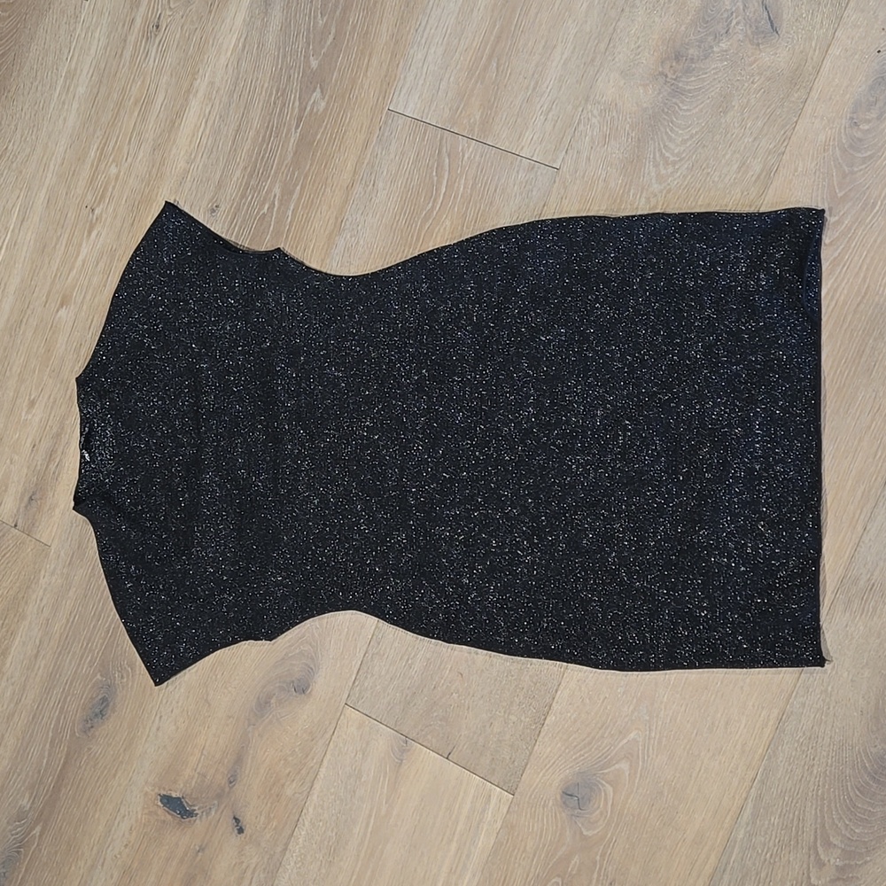 Zara Women's Large Black Sparkly Cap Sleeve Party Dress